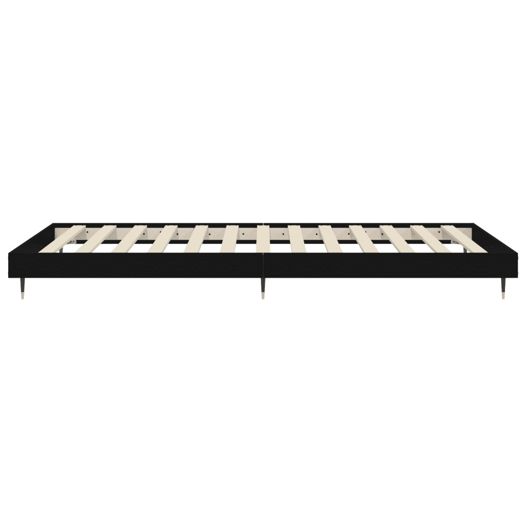 Letto singolo | Letto per adulti | Giroletto Nero 90x200 cm in Legno Multistrato