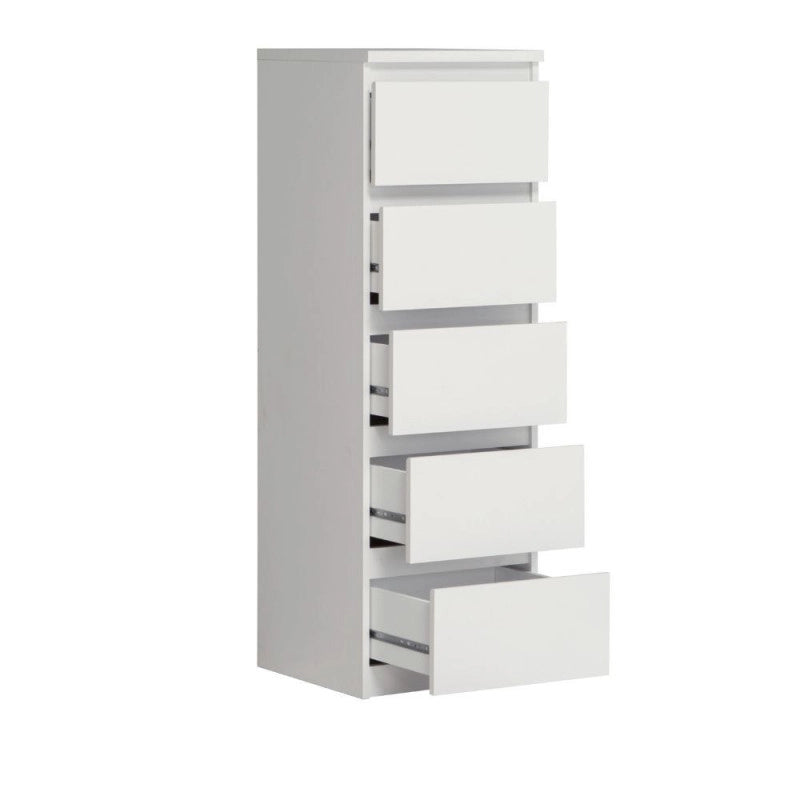 Cassettiera Morgan 5 cassetti 41.8 x 42.2 x H 128 cm. colore bianco opaco