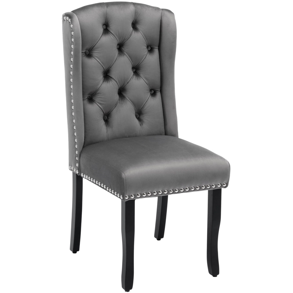 Sedie da Pranzo in Velluto con Gambe in Legno ¨C Xylo ¨C Set 2 Pezzi, Grigio