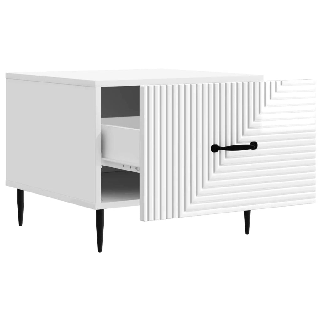Tavolino da salotto con cassetto Bianco Lucido 49 x 50 x 40 cm 894969