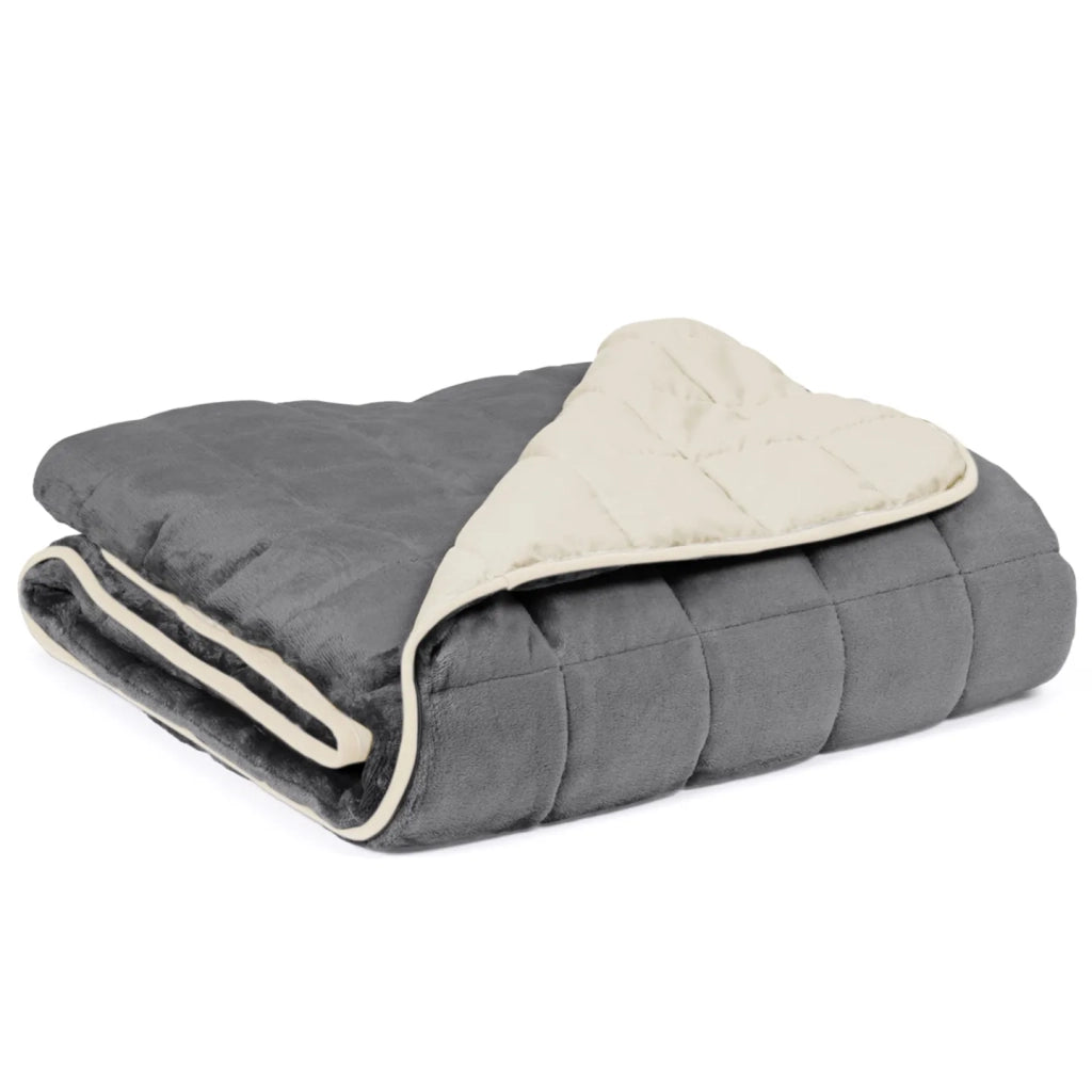IDMarket - Manta lastrada 150x200 CM CELESTE bicolor gris y crema 7 kg