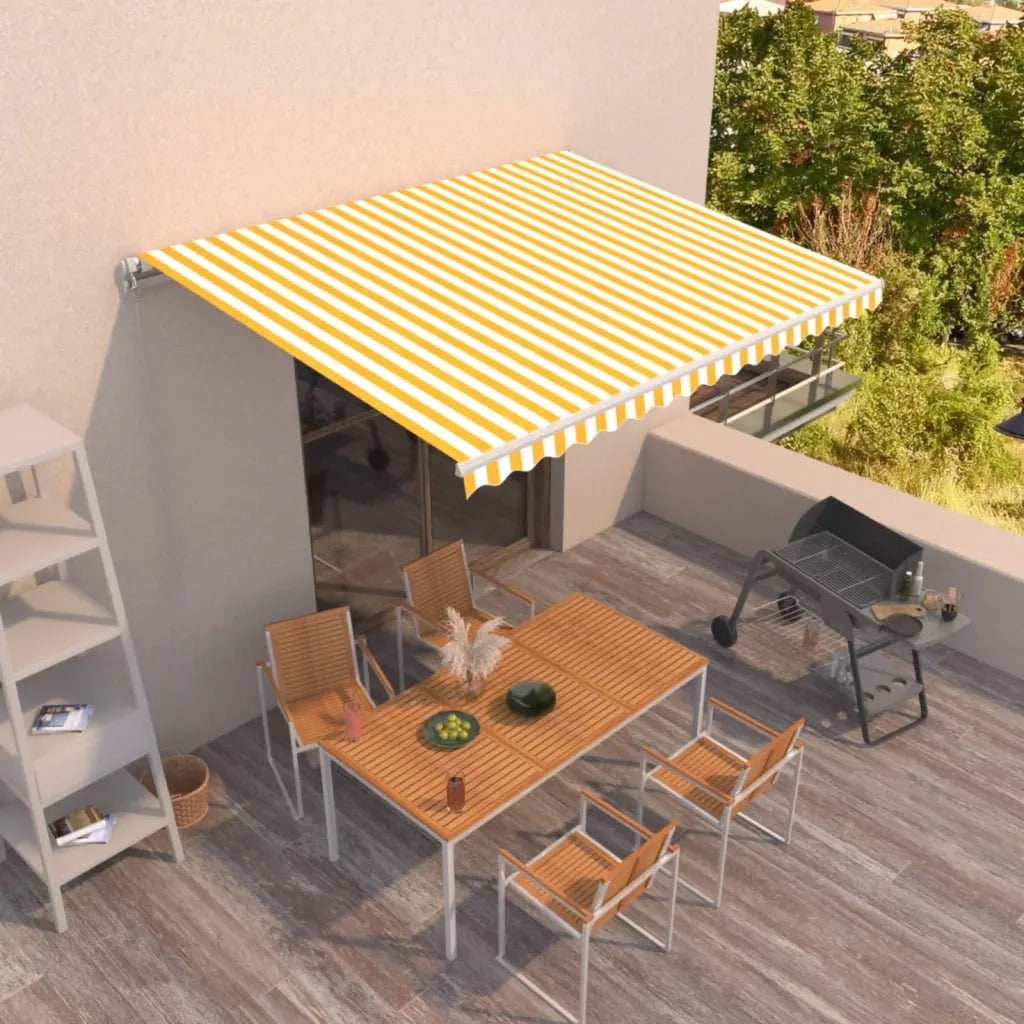 Tenda da Sole | Tenda parasole Retrattile Manuale 400x350 cm Gialla e Bianca