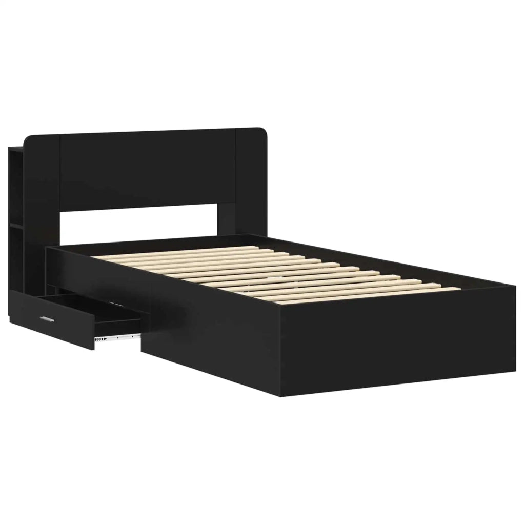 Telaio del letto con storage con testiera Nero 75 x 190 cm 3433696