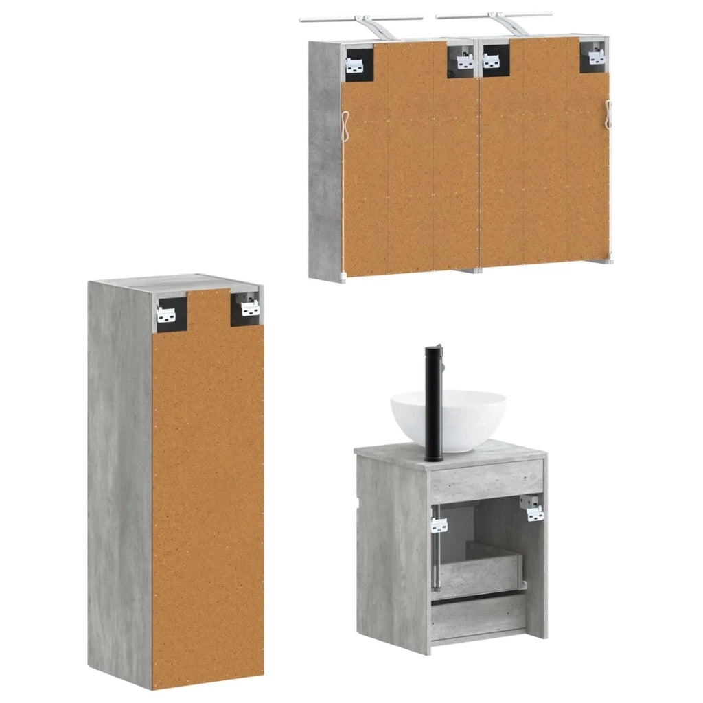 Set di mobili per il bagno 4 pz Grigio Cemento 3407466