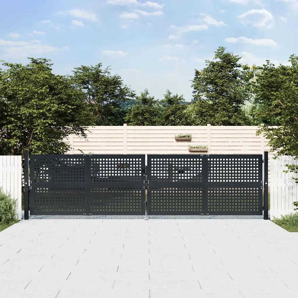 Cancello da Giardino Antracite 400x125 cm in Acciaio 154571