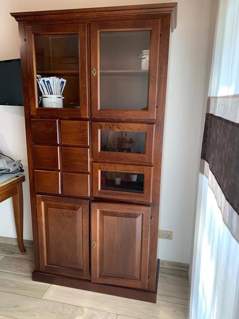 Dispensa pastaia arte povera in legno tinta noce l.107 p.45 h.203 (513) - Mobili 2G