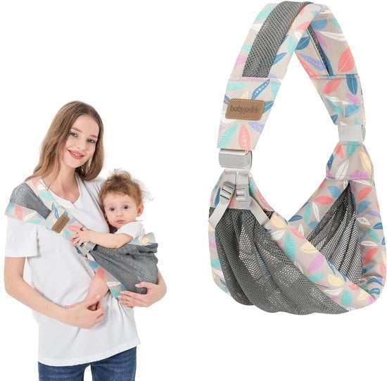 Draagzak permutabile con una spalla per bambini, zaino per bambini ad alta respirabilità mesh, zaino per bambini portatile per neonati fino a bambini in età prescolare, ragazze e ragazzi da 2,7 a 18 kg - Bladeren