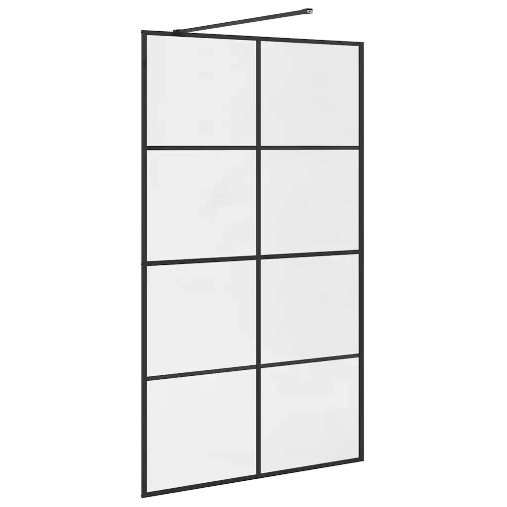 Parete per Doccia Walk-in Vetro Trasparente ESG 115x195cm Nera CFW7080954