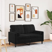 Divano a 2 Posti con Cuscini-Sofa 2 Posti con Cuscini Nero 120 cm in Velluto 190220