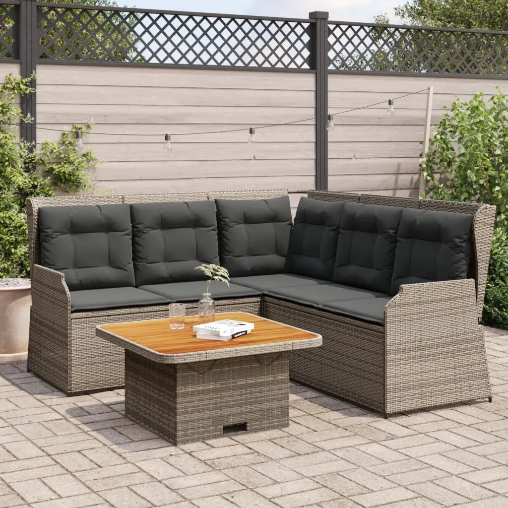 Set Divani da Giardino 4 pz con Cuscini in Polyrattan Grigio