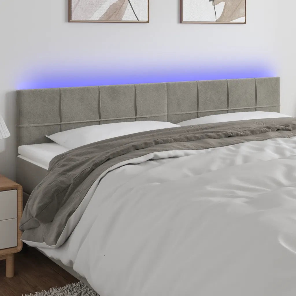 Testiera a LED-Testata con LED Grigio Chiaro 160x5x78/88 cm in Velluto 861149