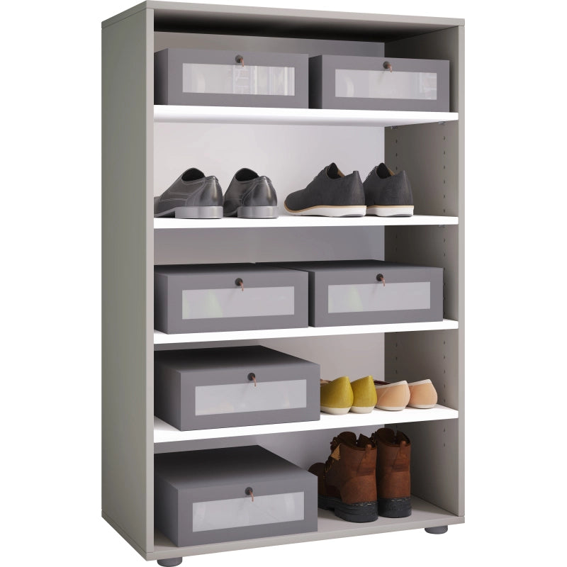Legno Max Scarpiera H110 L70 P37 cm Mobile Porta Scarpe Salvaspazio con Ripiani Regolabili Colore Grigio