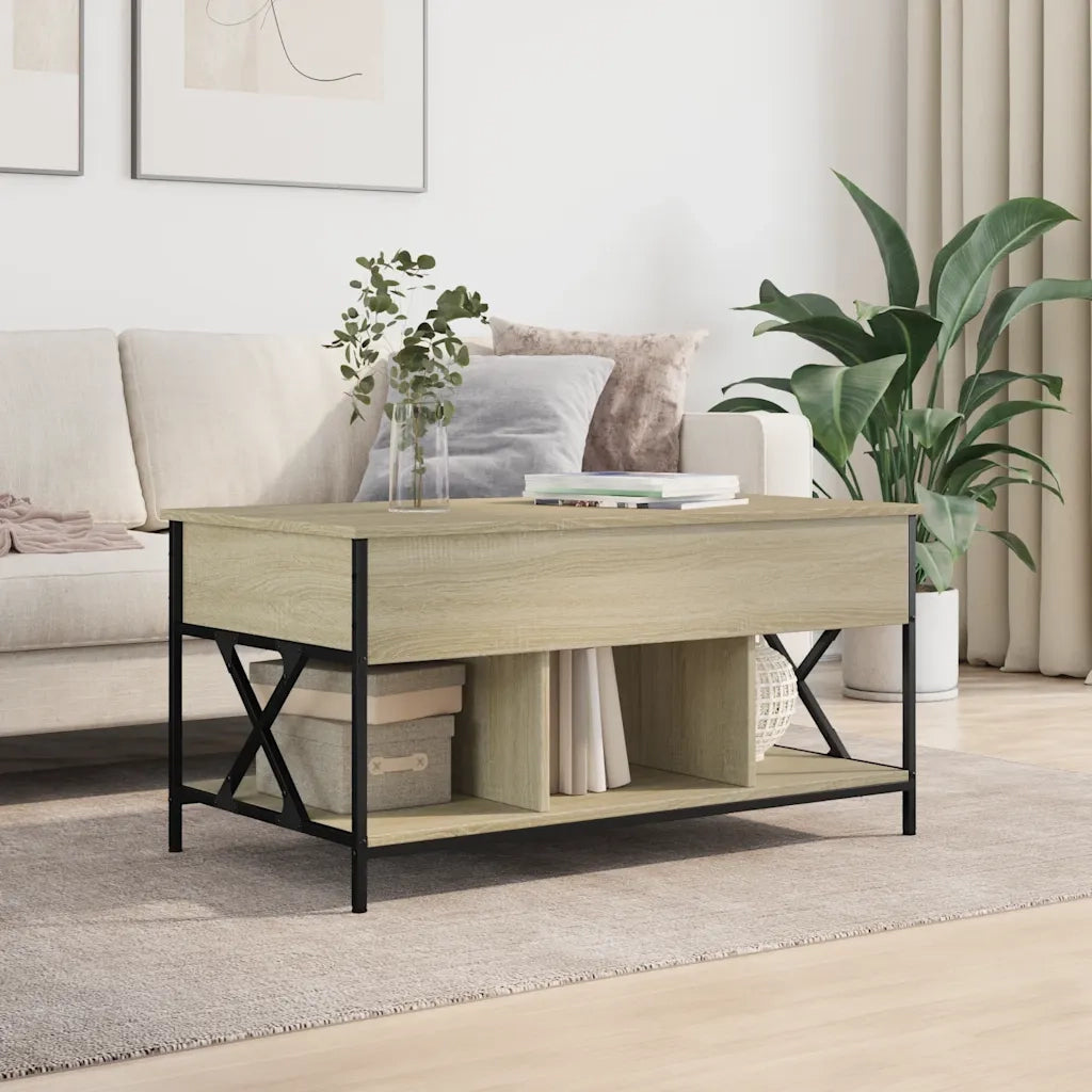 Tavolino Salotto Rovere Sonoma 100x55x50 cm Multistrato Metallo 845337