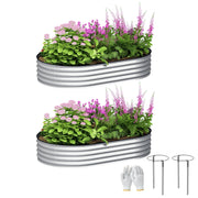 Fioriera rialzata in acciaio zincato ¨C Xylo ¨C Set 2 pezzi 152x91x30 cm argento con bordo gomma