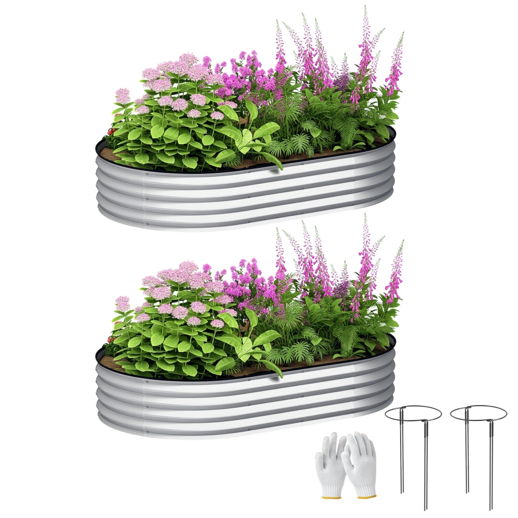 Fioriera rialzata in acciaio zincato ¨C Xylo ¨C Set 2 pezzi 152x91x30 cm argento con bordo gomma