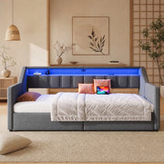 Letto multifunzionale 90x200 cm con USB, Type-C, LED e 2 cassetti