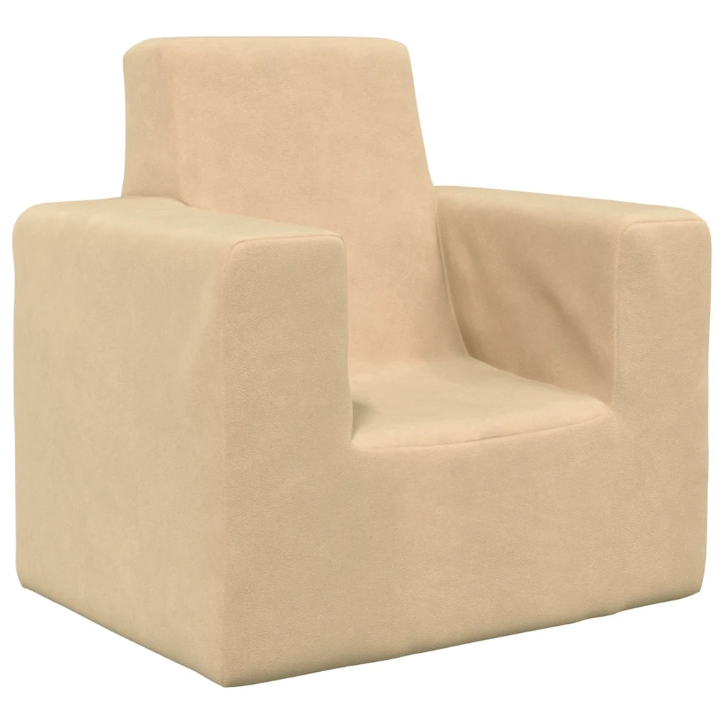 Divano per Bambini Crema in Morbido Peluche 341836