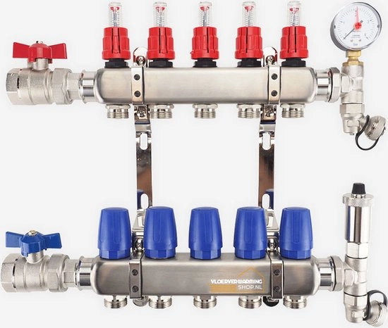 Verdeler Premium RVS Aperto per Pannelli Radianti - 4 Gruppi - Riscaldamento Radiante - Verdeler Aperto - Sistema a Bassa Temperatura