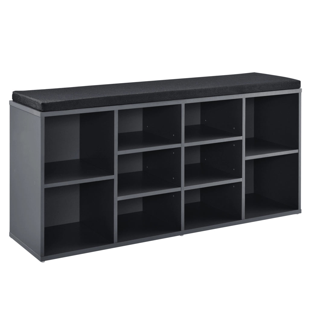 Scarpiera con Seduta Imbottita Panca Portascarpe con 10 Vani 103x48x30 cm Grigio Scuro [en.casa]