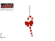 Set 6 Pezzi Appendino Natalizio Bastoncini con Fiocco Rosso 13 cm