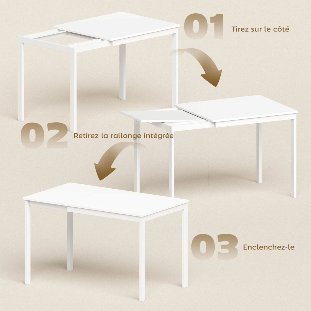 Tavolo da pranzo allungabile 80-120 cm bianco per 4-6 persone ¨C Xylo ¨C Con estensione scorrevole