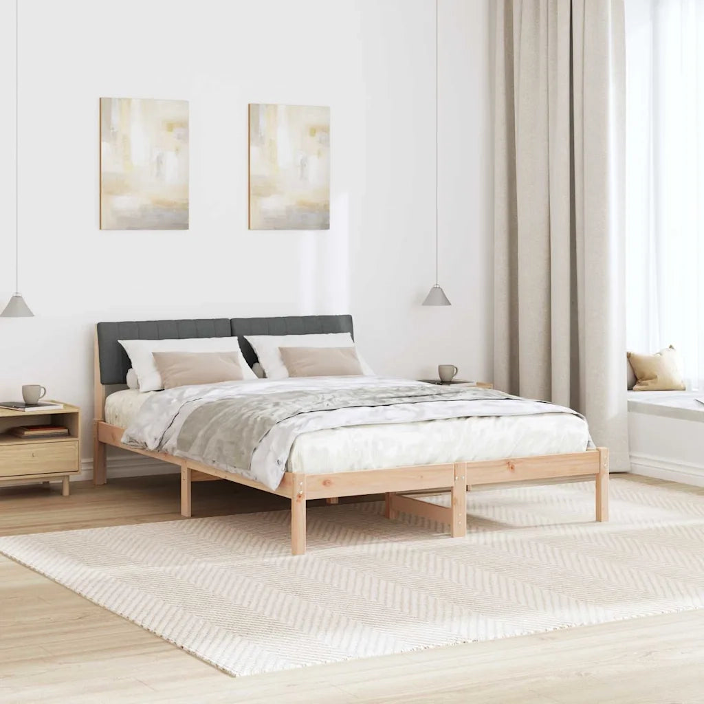 Letto matrimoniale | Letto per adulti | Struttura del Letto marrone e grigio scuro 135 x 190 cm