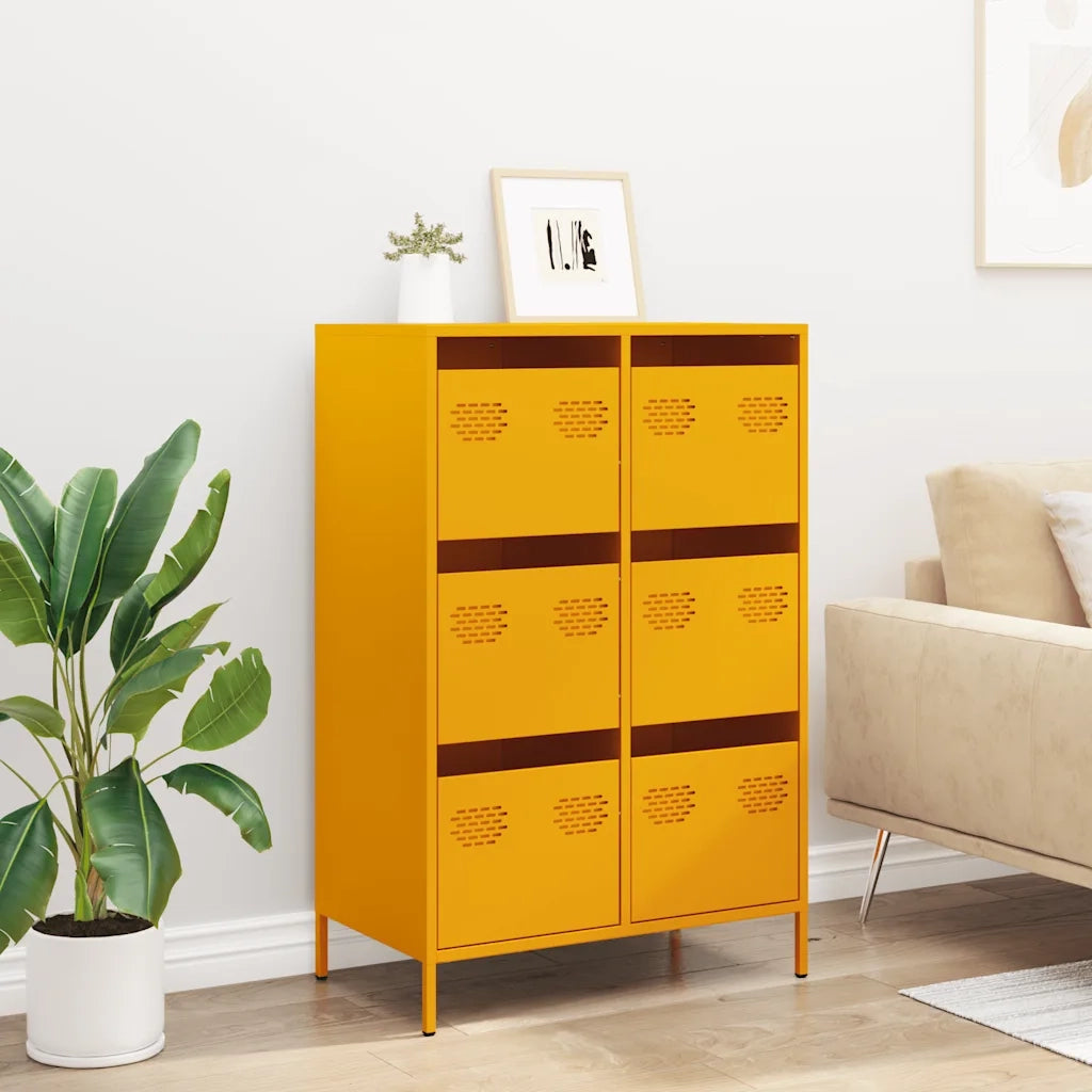 Credenza Giallo Senape 68x39x101,5 cm in Acciaio 851223