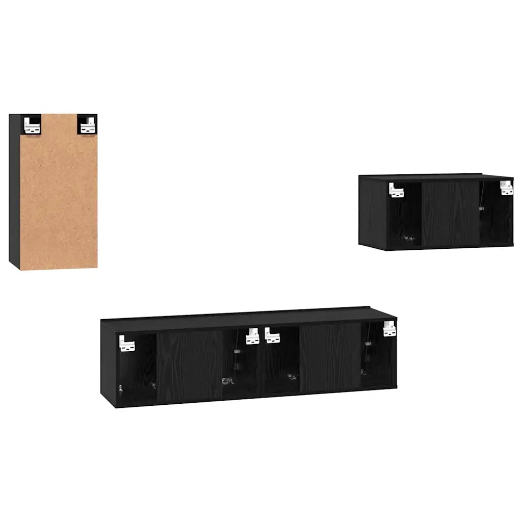 Set mobile TV | Armadietto TV | Mobile Porta TV con cassetto Rovere Nero Legno multistrato