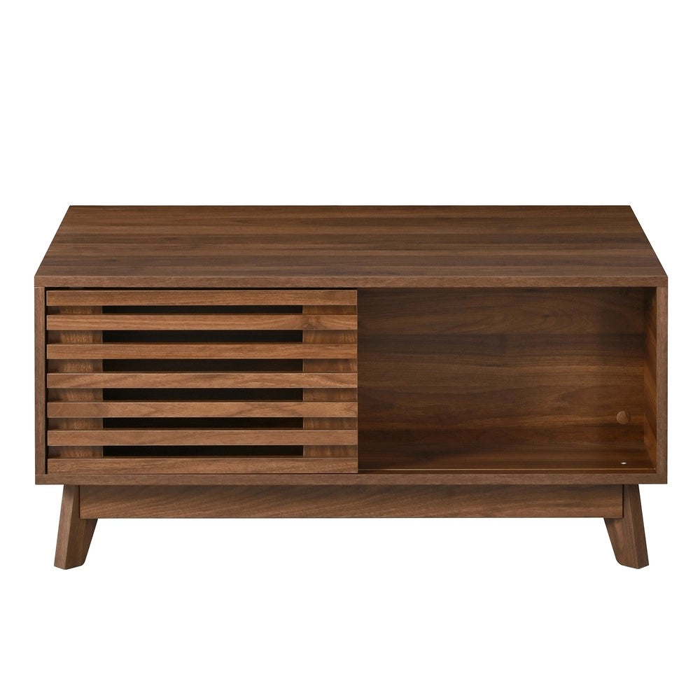 Tavolino da Caff¨¨ Moderno ¨C MINIMAL ¨C Effetto Noce, MDF, Piano Regolabile, Ante a Jalousie