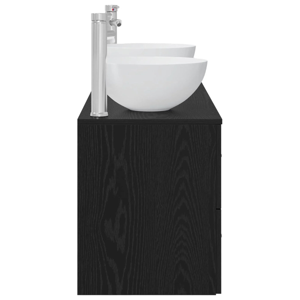 Set di Armadi da Bagno 3 pz Rovere Nero 49,5 x 35 x 63 cm 3405788