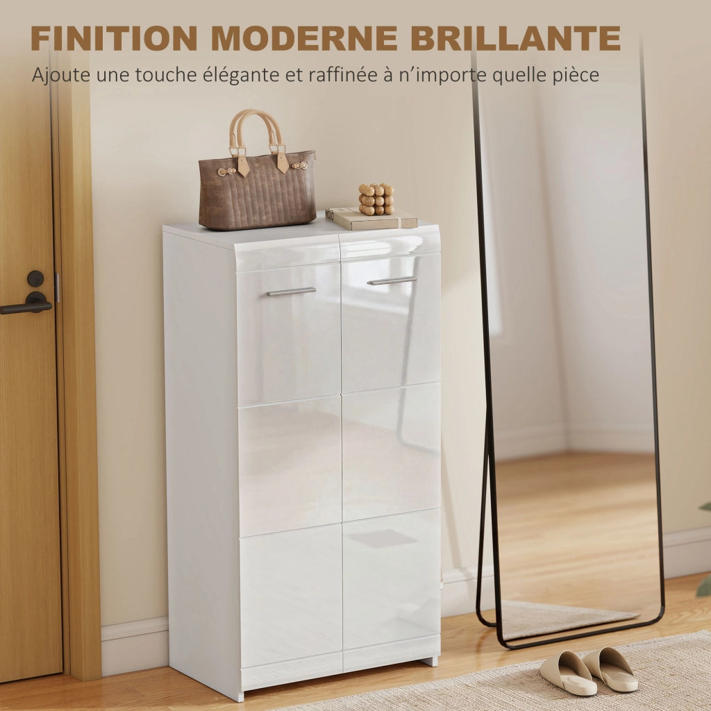 Scarpiera 10 paia ¨C Xylo ¨C bianco lucido, 5 ripiani regolabili, 55x36x108cm