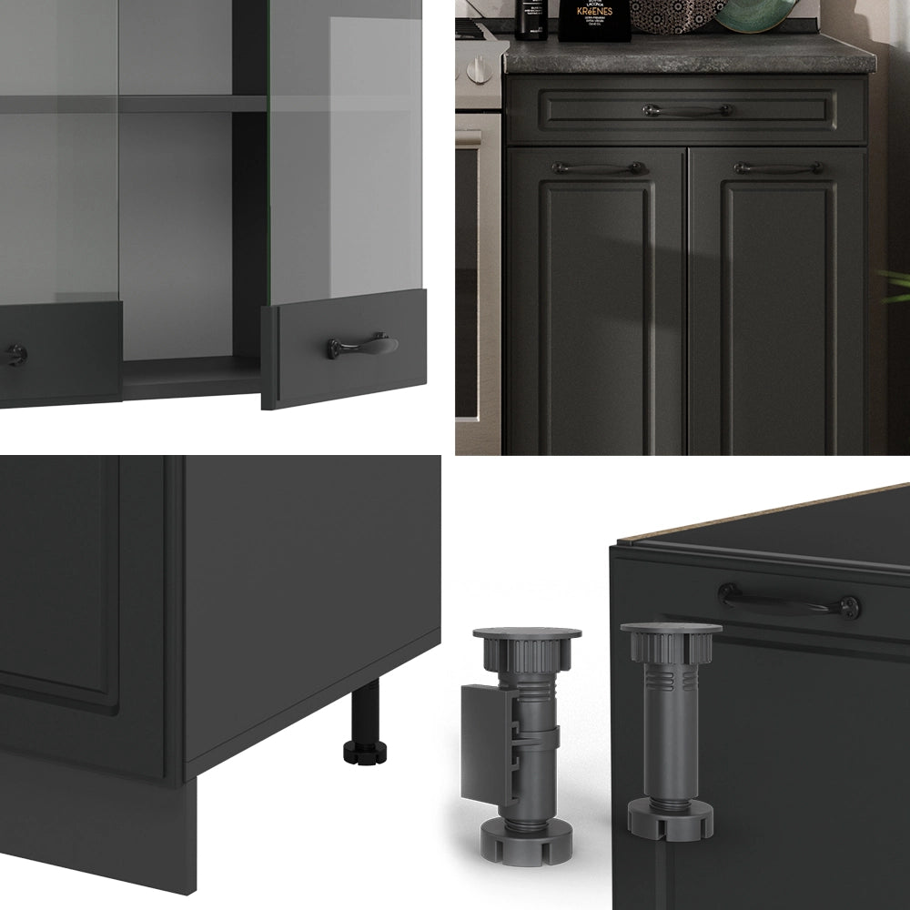 Cucina componibile R-Line Antracite rustico/Antracite 200 cm, PL Antracite Vicco