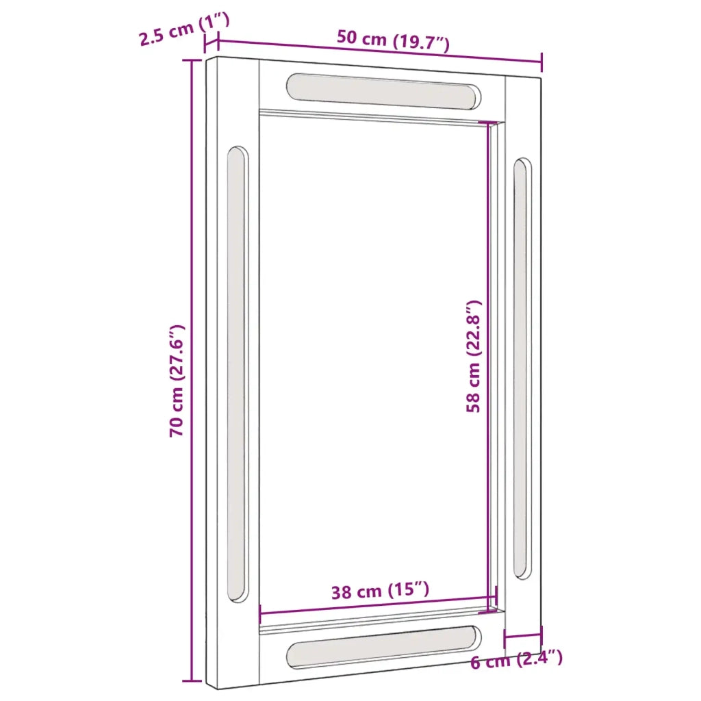 Specchio da Bagno | Specchio decorativo con specchio Marrone 50 x 2,5 x 70 cm