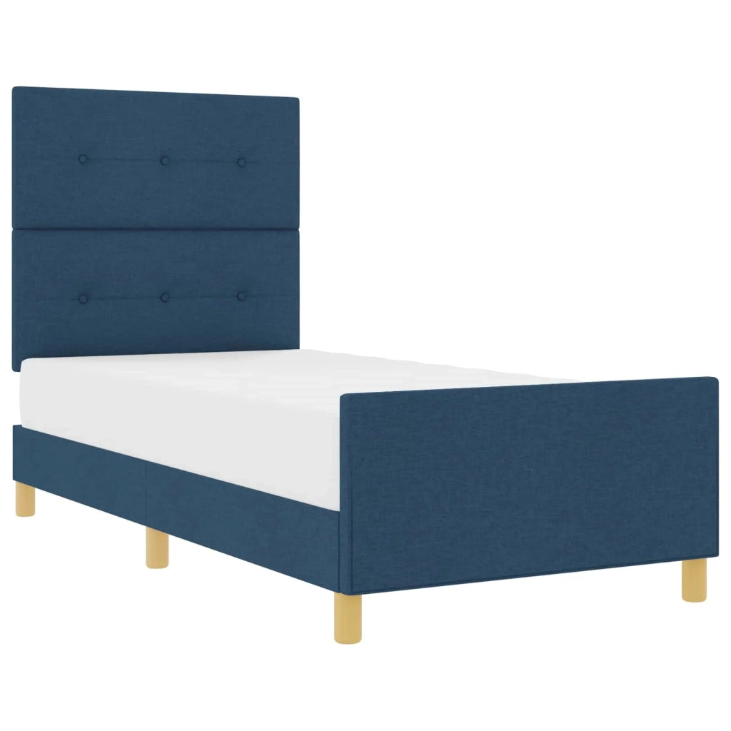Struttura del letto con testiera Blu 100 x 200 cm Tessuto