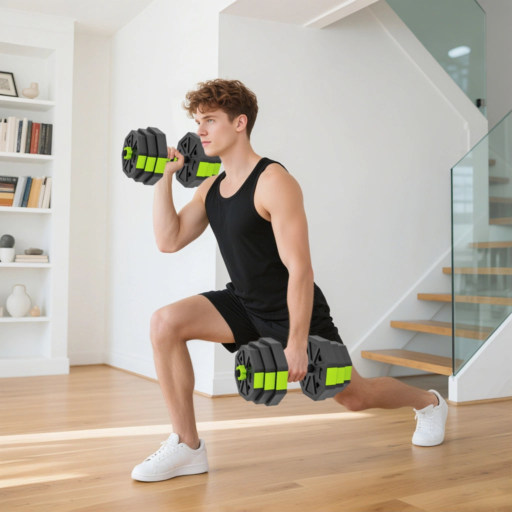 Set di manubri regolabili 25 kg ¨C Minimal ¨C 6 in 1 kettlebell barra manubri