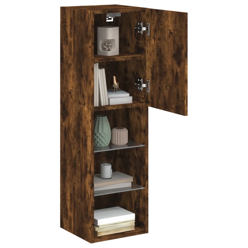 Mobile TV con Luci LED-Credenza TV-Console TV Rovere Fumo 30,5x30x102 cm