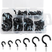 Set di gru per soffitto nero - 75 pezzi - adatto per piante appese - 6 misure - rivestito in vinile