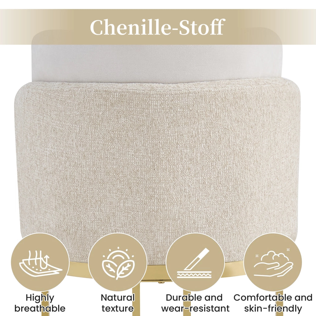 SEDIA da pranzo moderna Set da 2 pezzi in chenille beige e oro