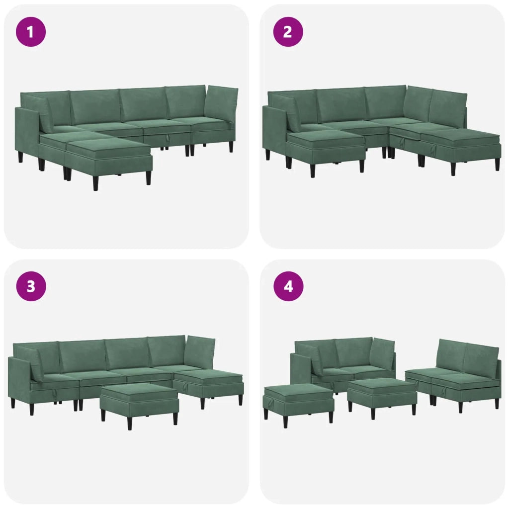 Set di mobili per il soggiorno 6 pcs Verde Mare Velluto 3413777