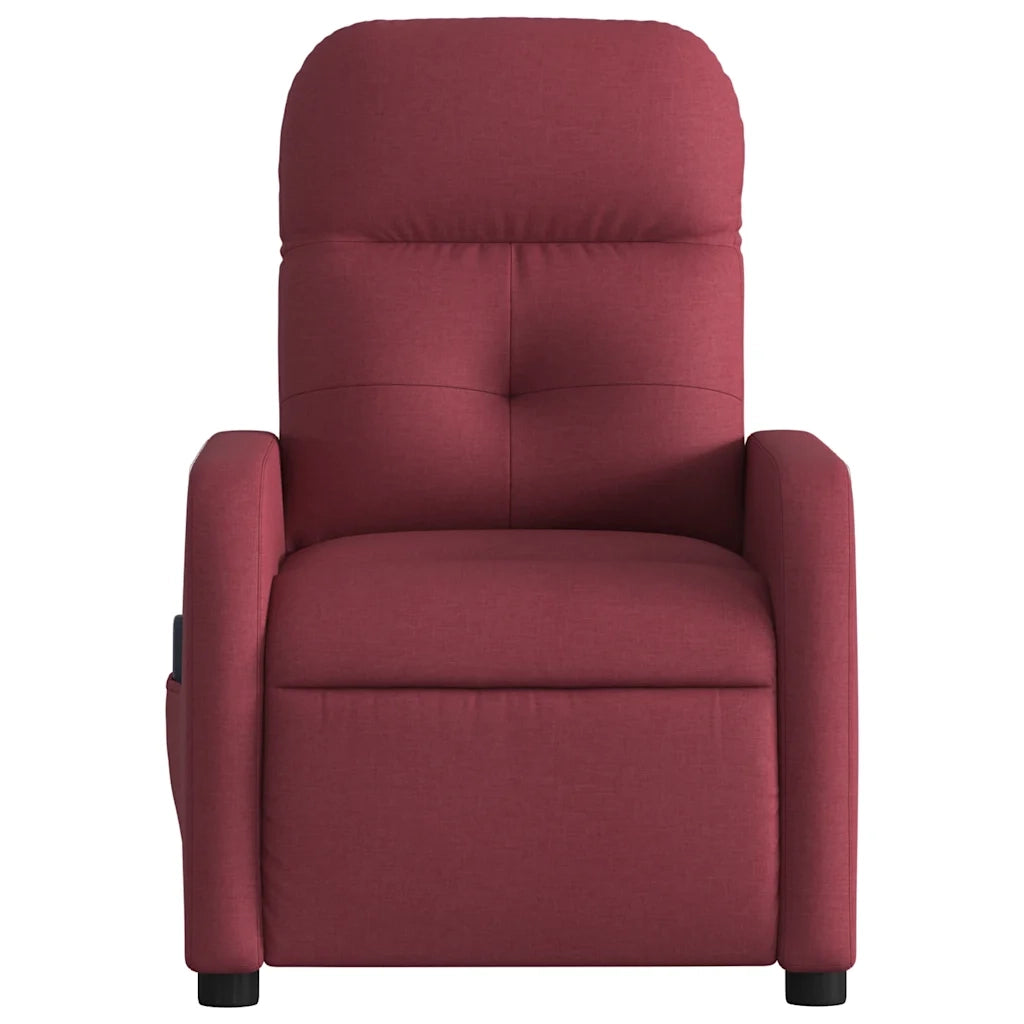 Poltrona Massaggiante Reclinabile Rosso Vino in Tessuto 374209