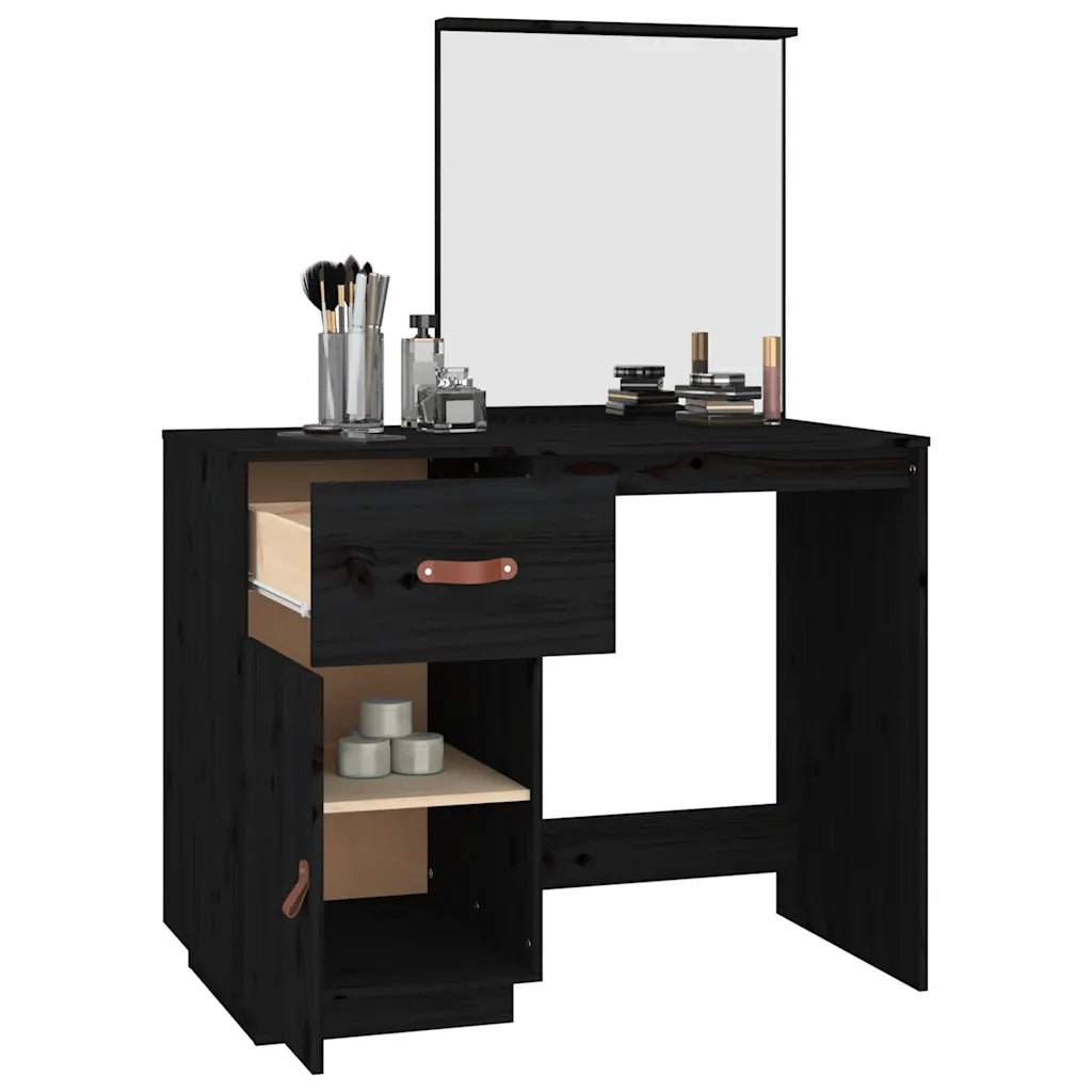 Toeletta Nera 95x50x134 cm in Legno Massello di Pino 820091