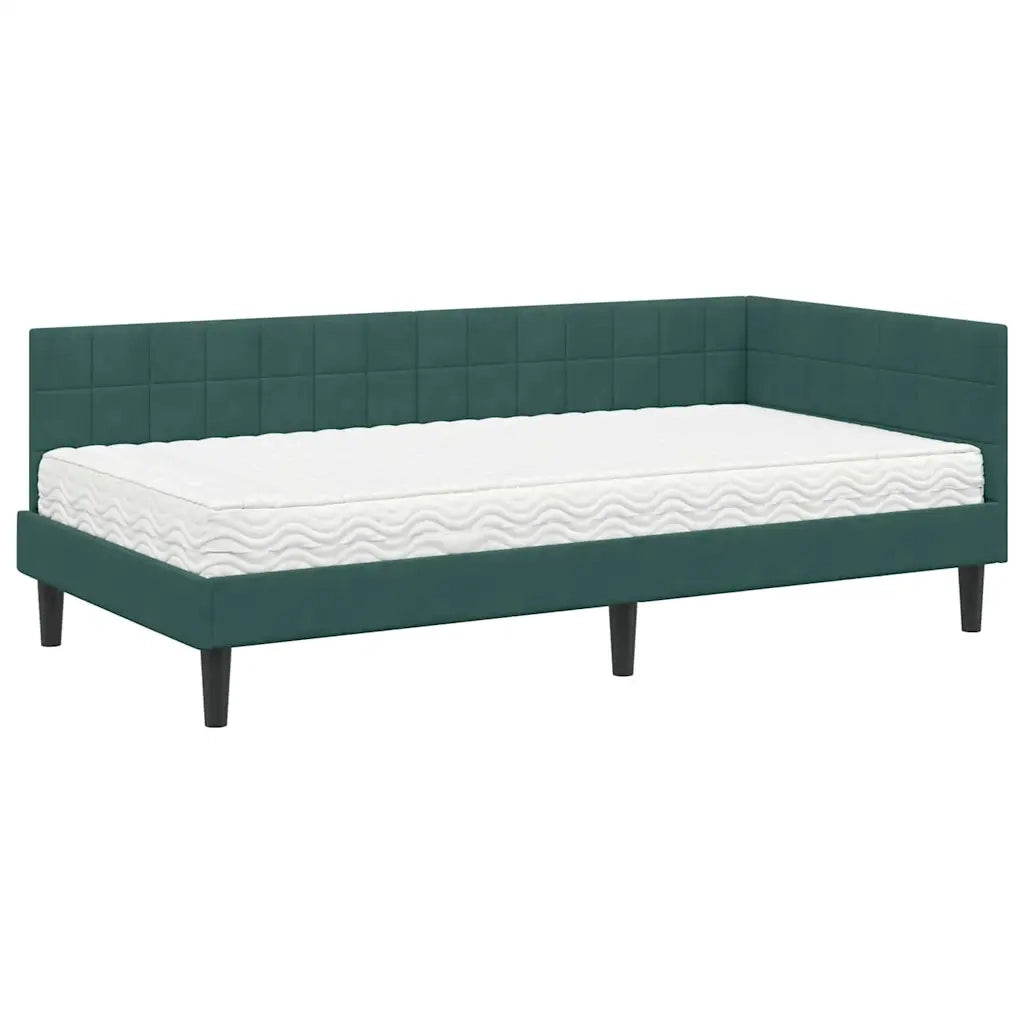 Struttura Letto Angolare con Materasso 2 pcs Verde Velluto 3393980