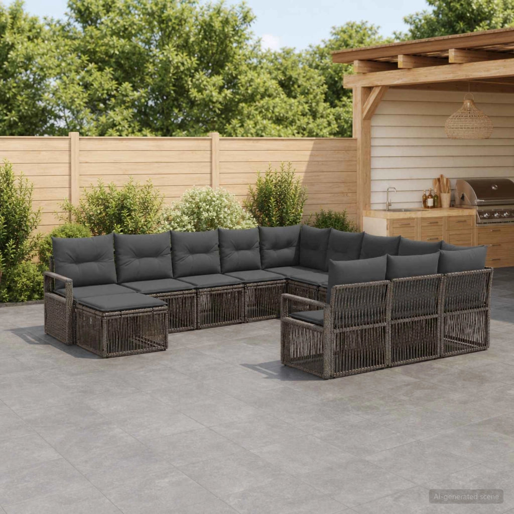 Set Divano da Giardino 12 pz Grigio polyrattan 3435917