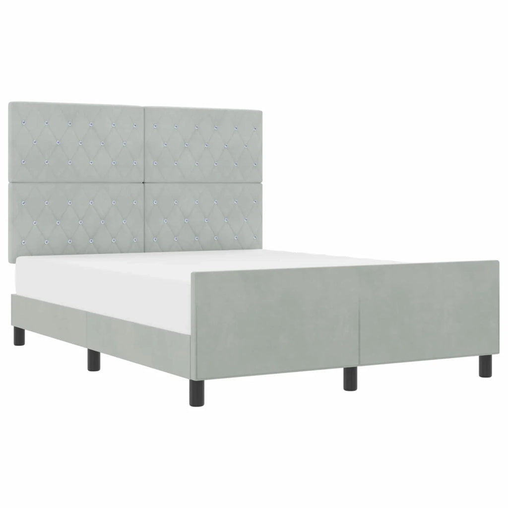 Letto a molle con testiera Grigio chiaro 160 x 200 cm Velluto 3344885