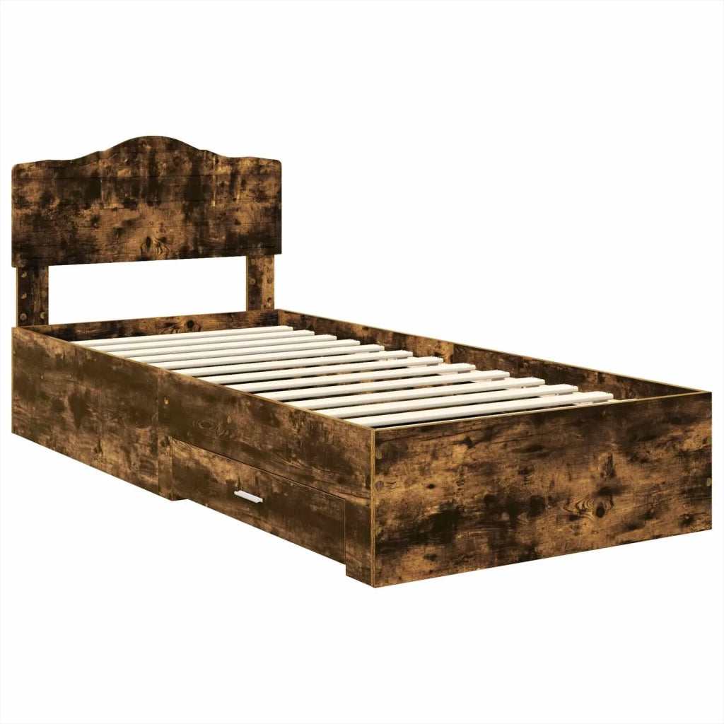 Letto singolo | Letto per adulti | Struttura del letto Rovere fum¨¦ 70 x 190 cm Legno multistrato
