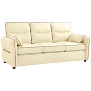 Divano 3 Posti in Similpelle Imbottito con 2 Cuscini ¨C Xylo ¨C 190x83x90 cm Beige