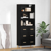 Credenza-Buffet-Armadio da cucina Rovere Nero 69,5 x 34 x 180 cm Legno multistrato 412376