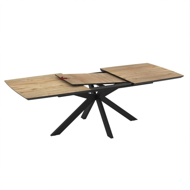 Tavolo allungabile Verano con piano rovere e gambe nere