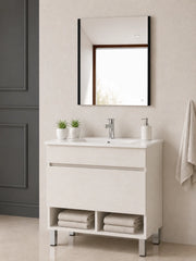 Mobile bagno con piedini con lavabo extrapiano ORIGENBATH NEBARI senza specchio 90x45 cm bianco nordico