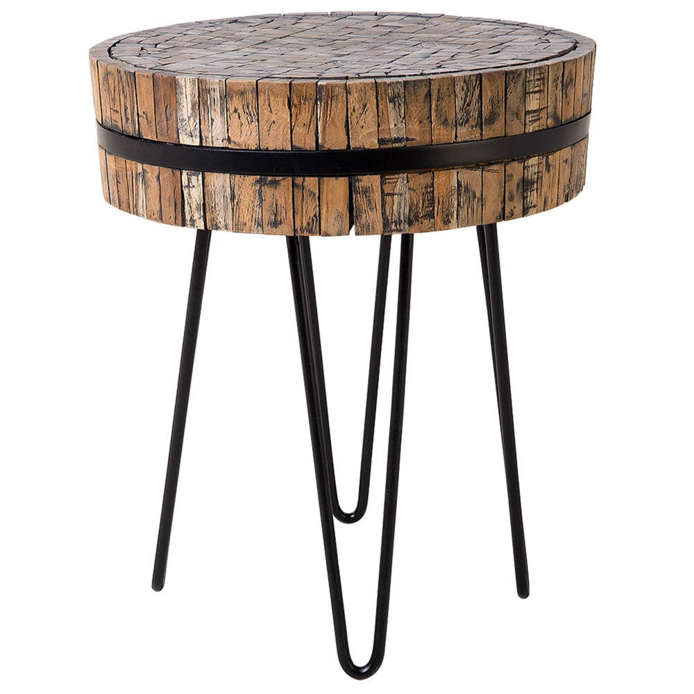 Tavolino da caffé in legno chiaro Teak in acciaio con gambe a forcella Tavolino in stile rustico